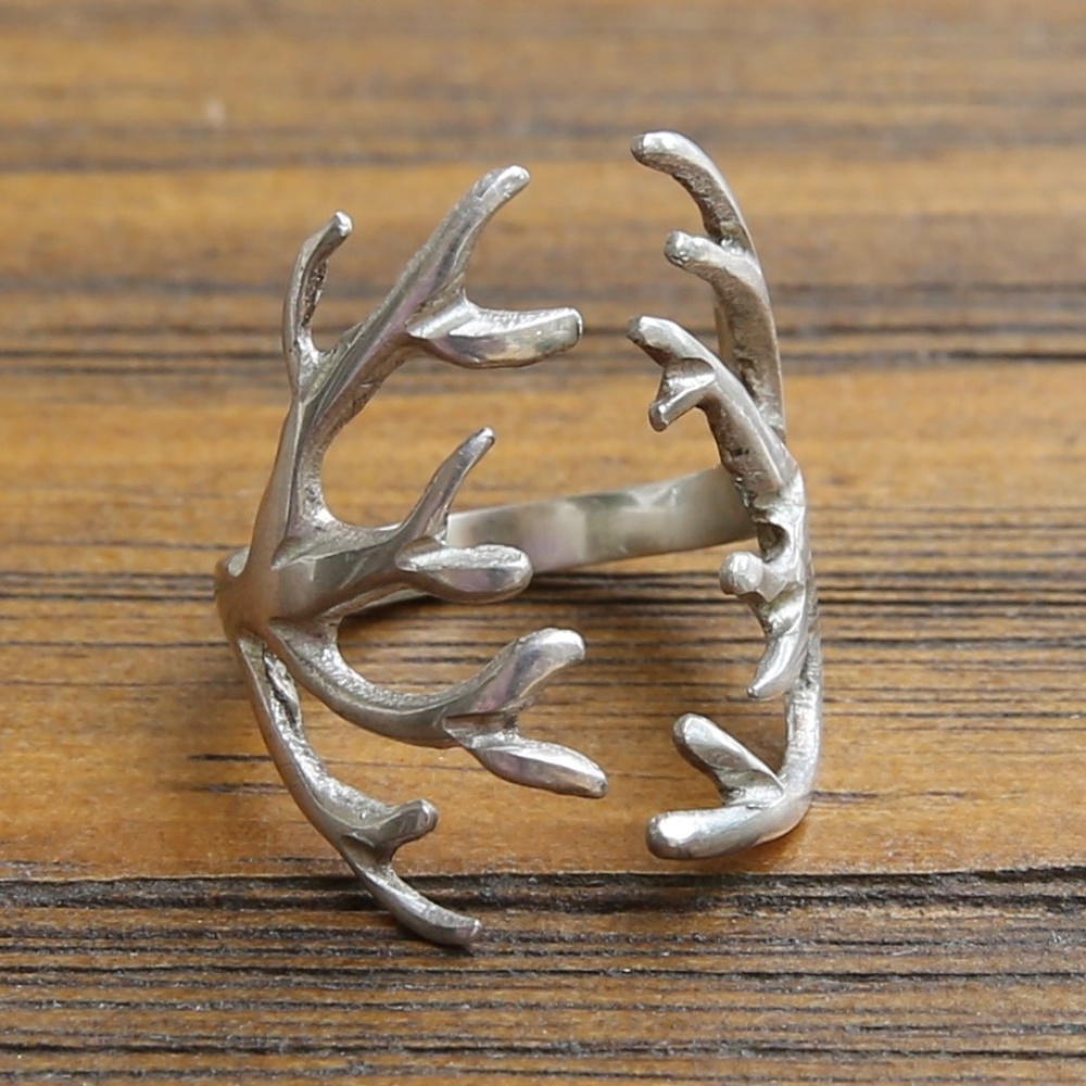 Sterling Adjustable Antlers Ring - image 1